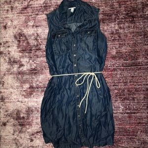 Dark denim button down blue dress